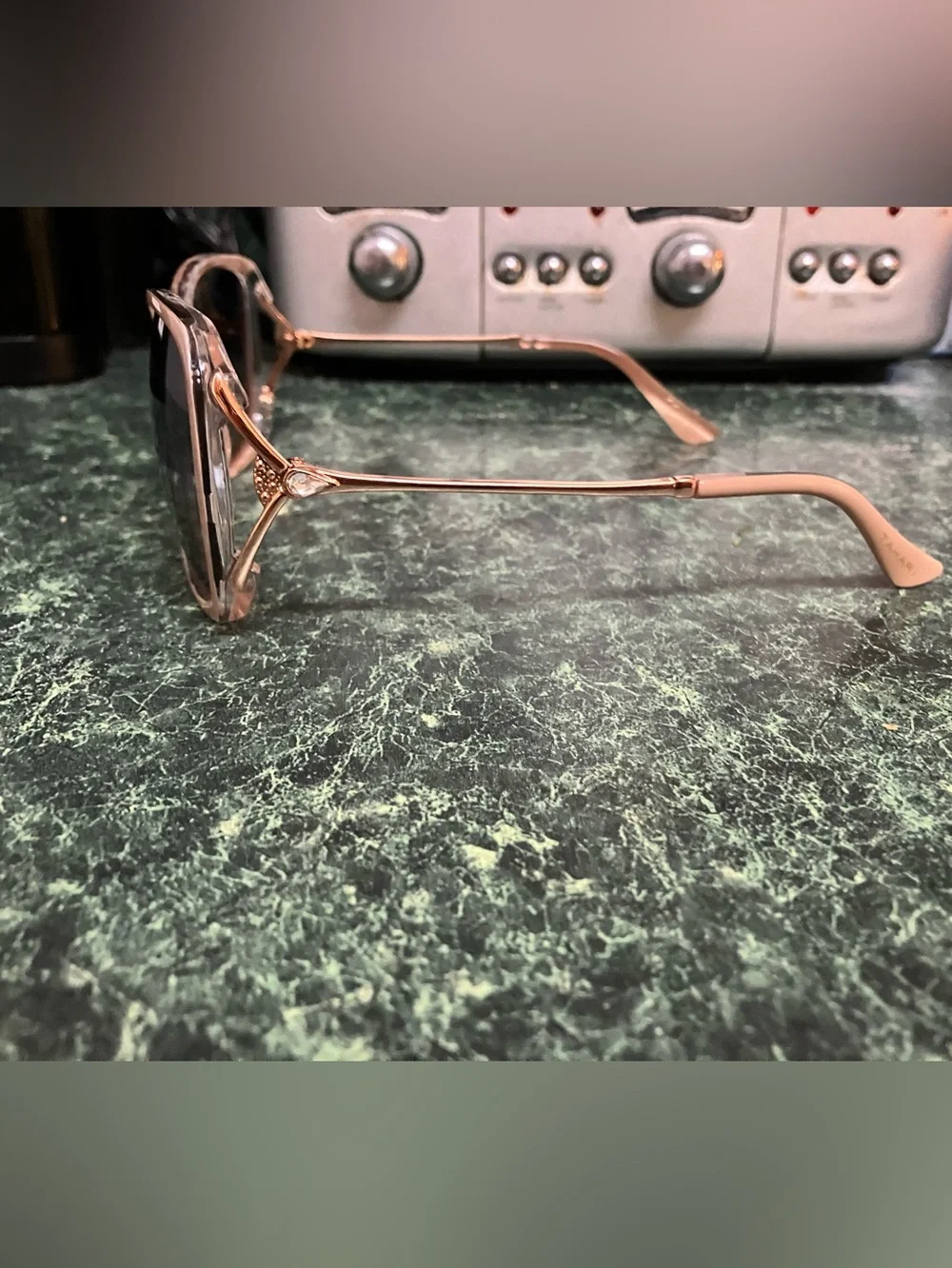 Tahari Pink Oversized Women's Sunglasses with diamond bezel bling rosegold